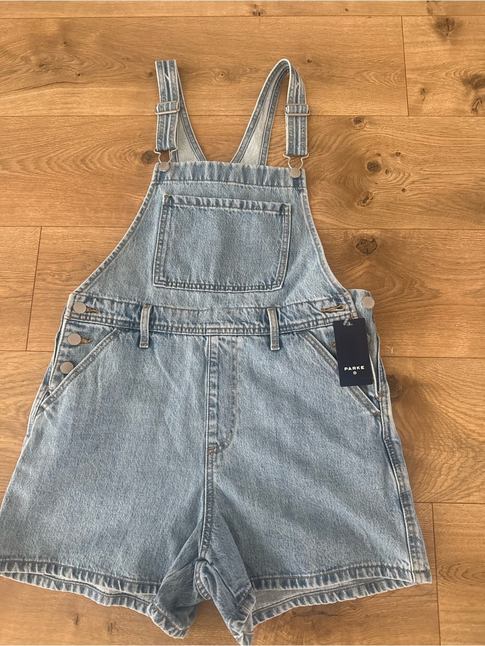 Parke X Target  Light Wash Denim Short Overalls